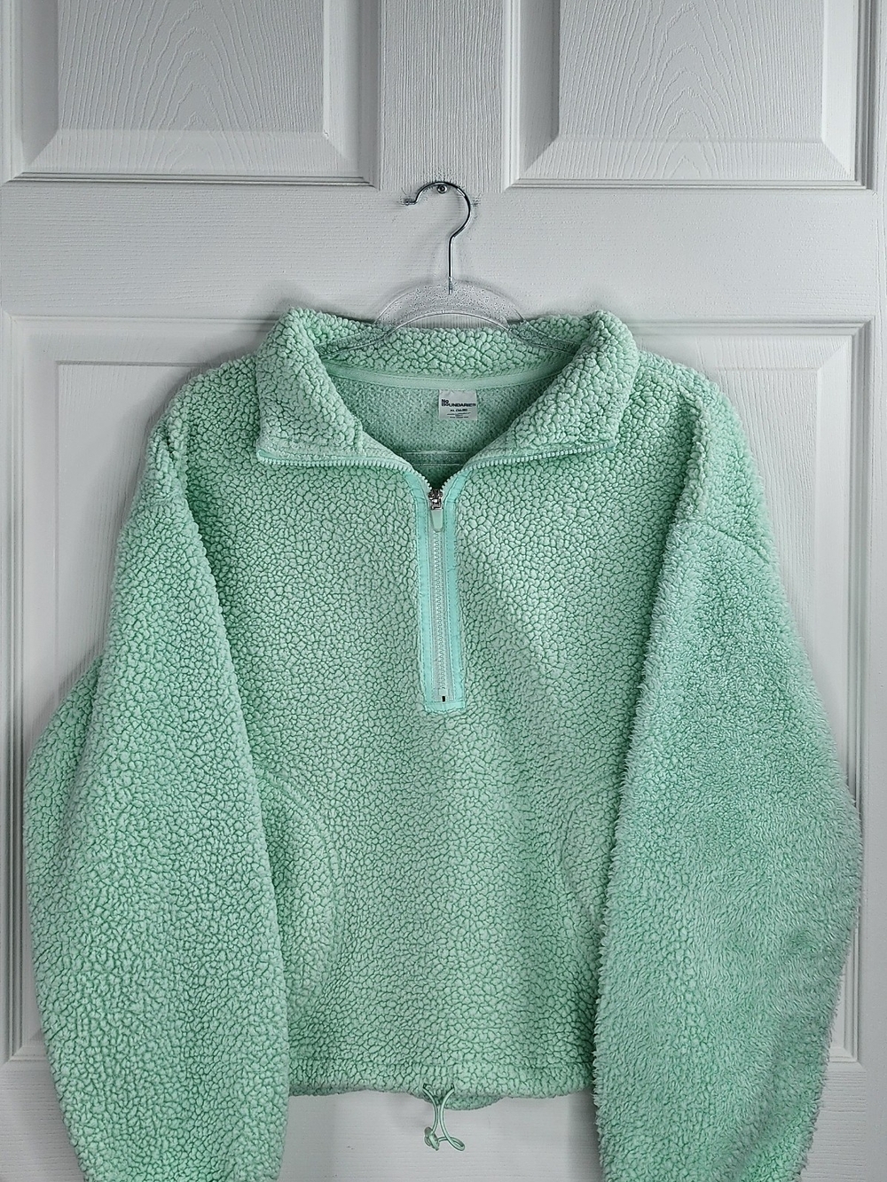 Mint Green Fleece Quarter Zip Cinch Hem Pullover - No Boundaries Women's XL